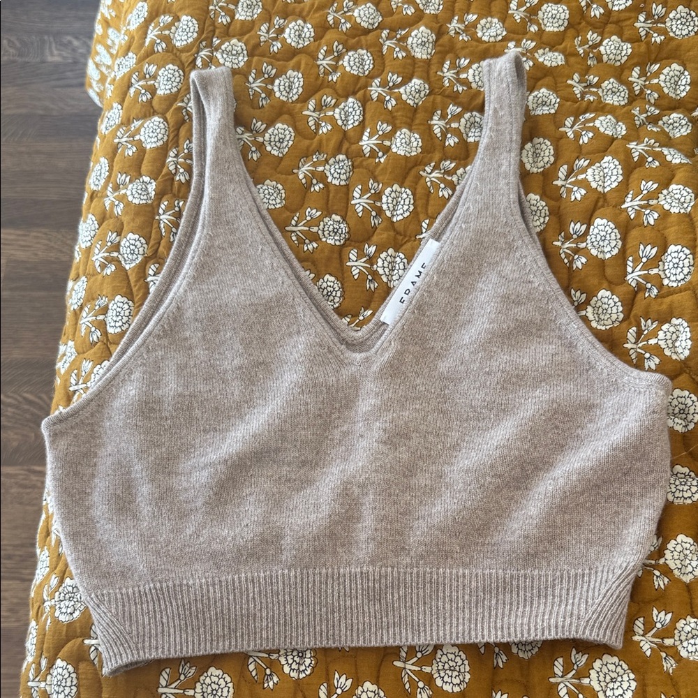 frame cashmere sweater v neck crop top